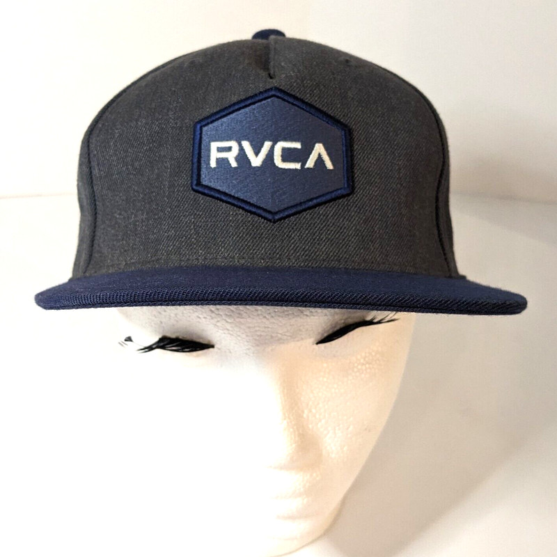 RVCA Snapback Hat, Wool Blend, Ballcap, Blue and Grey, Hand Wash Only
