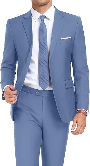 Mens 2 Piece Suit Set Slim Fit 2 Button Dress Suits Tuxedo Set Wedding Blazer gallery