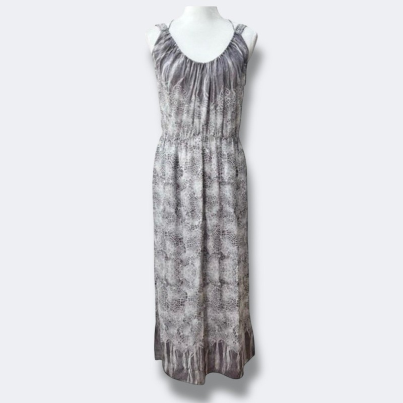 A Common Thread Anthropologie Dress Small Gray Silk Maxi Boho Pockets Summer