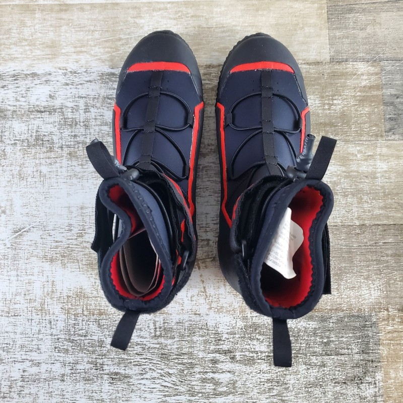 Level Six Creek 2.0 Mens Sz 7 Neoprene Boots Black Red Mid Top Water Sport gallery
