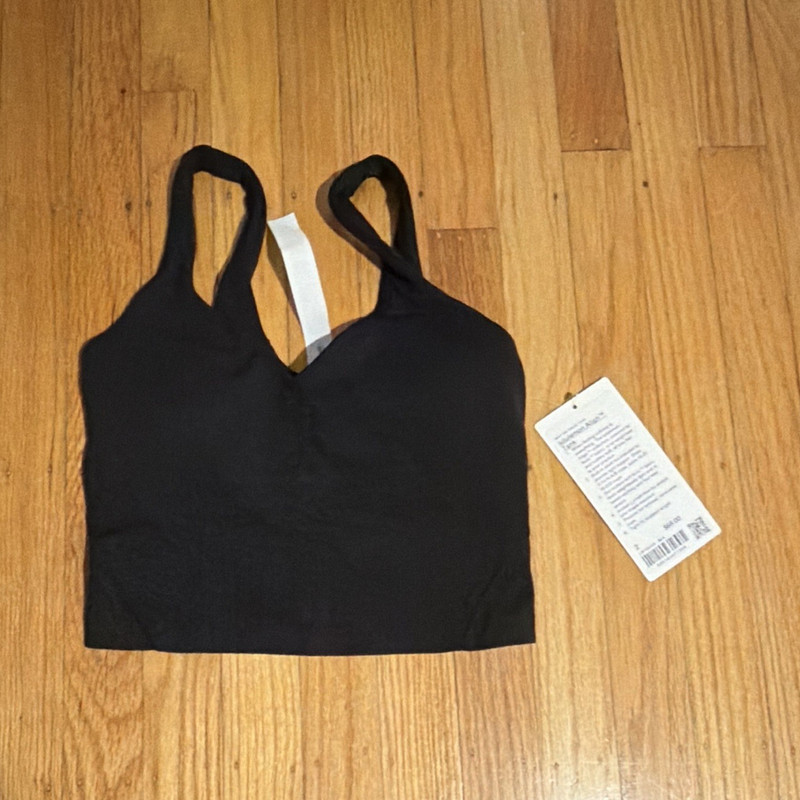 lululemon Align Tank Black Cropped Built-In Bra Removable Cups V-Neck Size 2