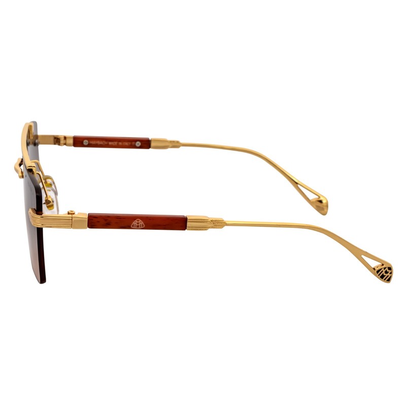 Maybach Rimless Square Metal Aviator Sunglasses Gold Frame Amber Fade Lens MH10 gallery