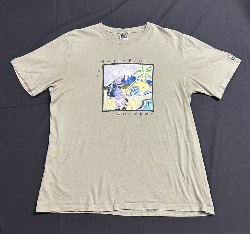 Supreme x The North Face T Shirt Astronaut Space Camping Green Medium