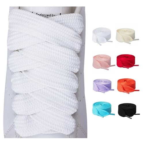 2 Pairs Fat Shoe Laces for Sneakers Boots, 3/4″ 47inch(120cm) White(2 Pairs)