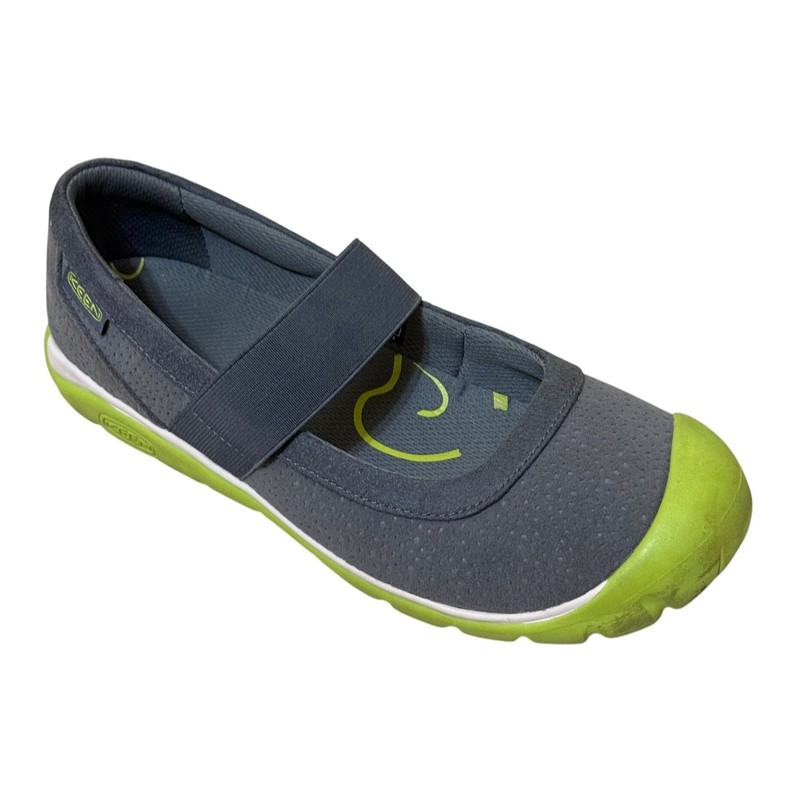 Keen Women Mary Jane Sneakers 8 Grey Lime Green Elastic Strap Gorpcore 1009367