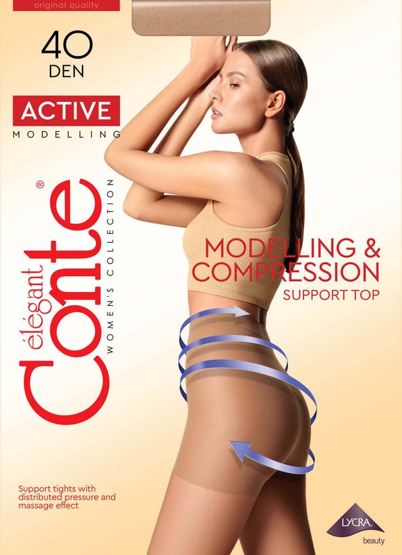 Conte TIGHTS Active 40 den | Supporting Modelling Pantyhose with Slimming Shorts