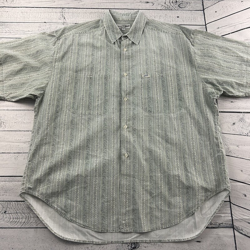 Vintage Guess Short Sleeve Paisley Print Button Front Shirt Men’s 3 Gray