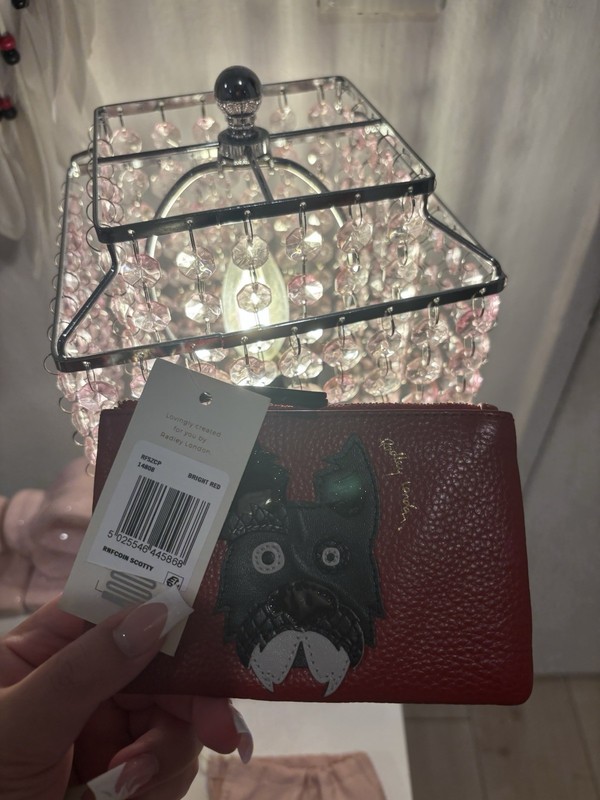 Radley London Red Zip-Around Pouch Wallet with Dog Applique for Women