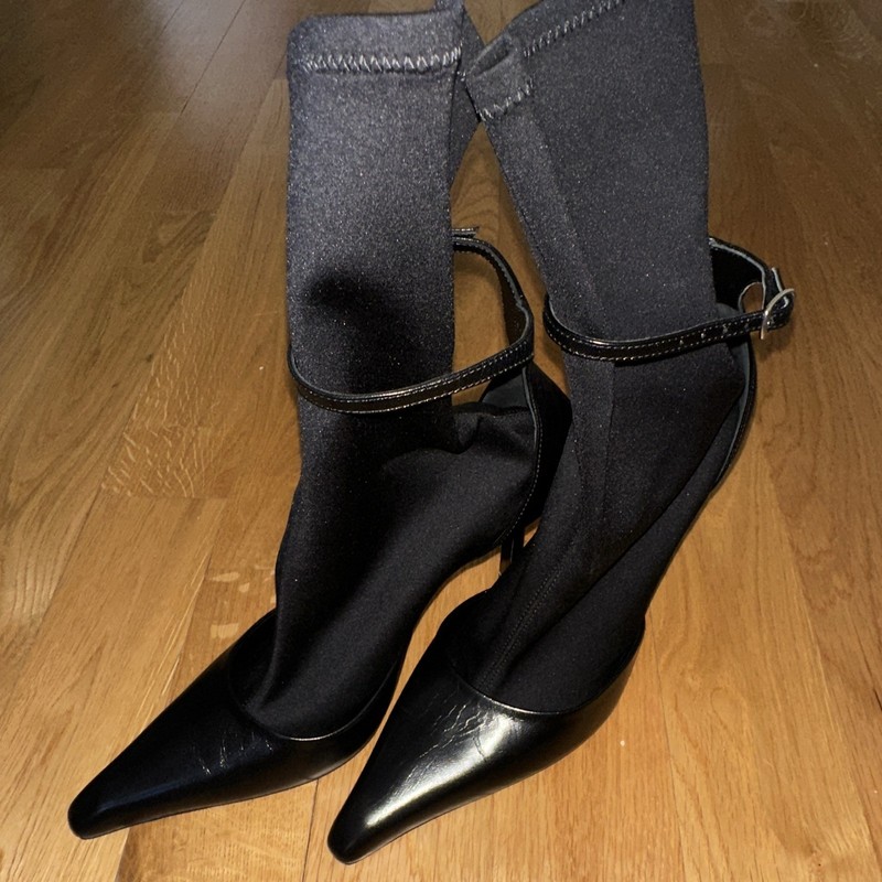 Alexander Wang Women’s Black Patent Leather Pointed Toe Ankle Strap Pumps 8.5