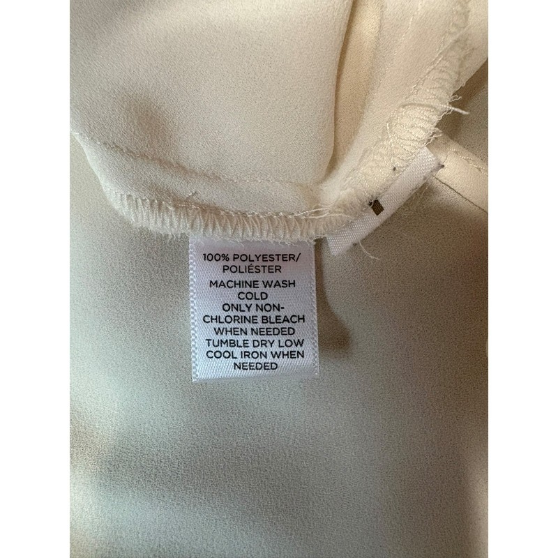 LOFT Button Down Womens Blouse Small White Ivory Ruffle High Neck Long Sleeve gallery