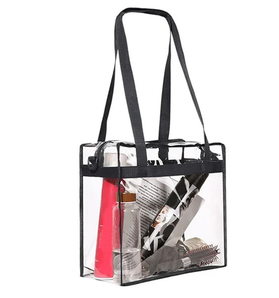 2PCS Clear PVC Tote Bag Set Stadium Approved Transparent Handbag Zip Closure Sec gallery