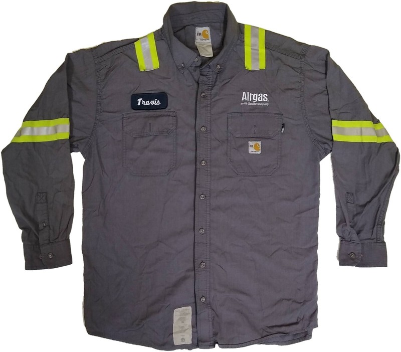 Used Flame Resistant FR Hi Vis Reflective Work Shirts Bulwark Carhartt and other gallery