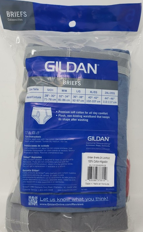 Gildan Men's Cotton Soft Comfort Support Briefs Underwear 5-Pack, Assorted, 2XL gallery