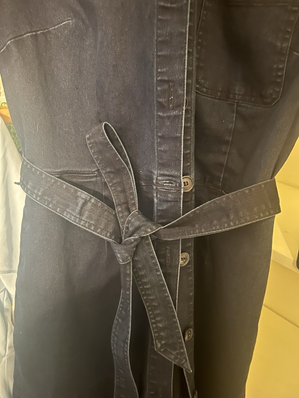 Vintage Liz Claiborne Denim Shirt Dress Size 8 Belted Classic 80s/90s Dark Wash gallery