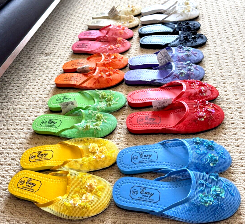 Chinese Mesh Slippers Sandals Fits Women Teens Girls Various Colors Sizes gallery