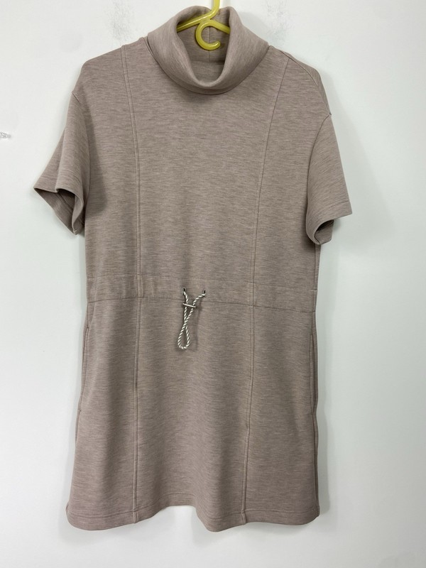 Varley Doublesoft Sophie Maple Turtle Kneck Dress Knee-Length in Beige Size S