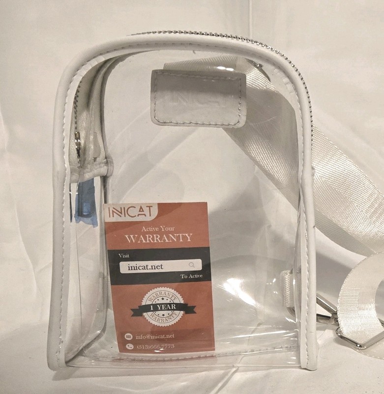 INICAT Unisex Stadium Approved Adjustable Transparent Crossbody Chest Bag White