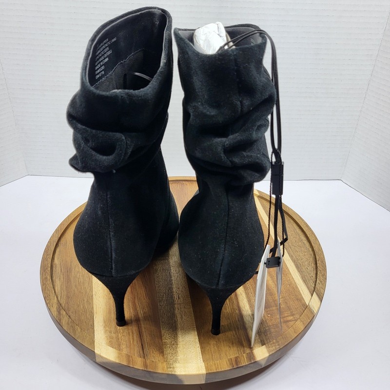 Brian Atwood x Express Black Suede Slouchy Pointed Toe Stiletto Booties Sz 8 NWT gallery