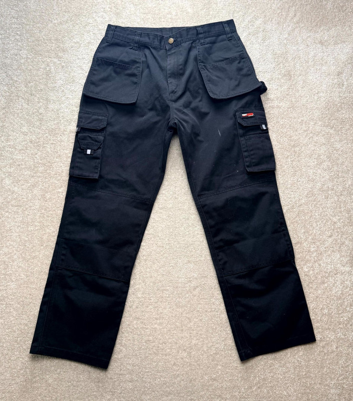 TuffStuff Pro Work Trousers 34×30 Black Dark Wash Straight Leg