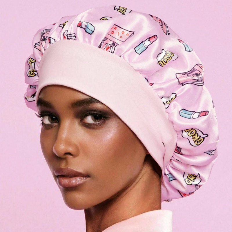 MEAN GIRLS Pink Double-Layer Satin Hair Care Sleep Bonnet Cap