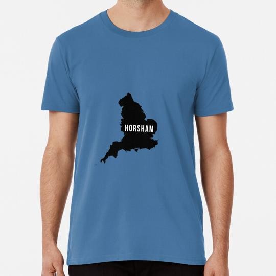 Horsham West Sussex England Uk Silhouette Map S to 5XL Made in the USA T-Shirt