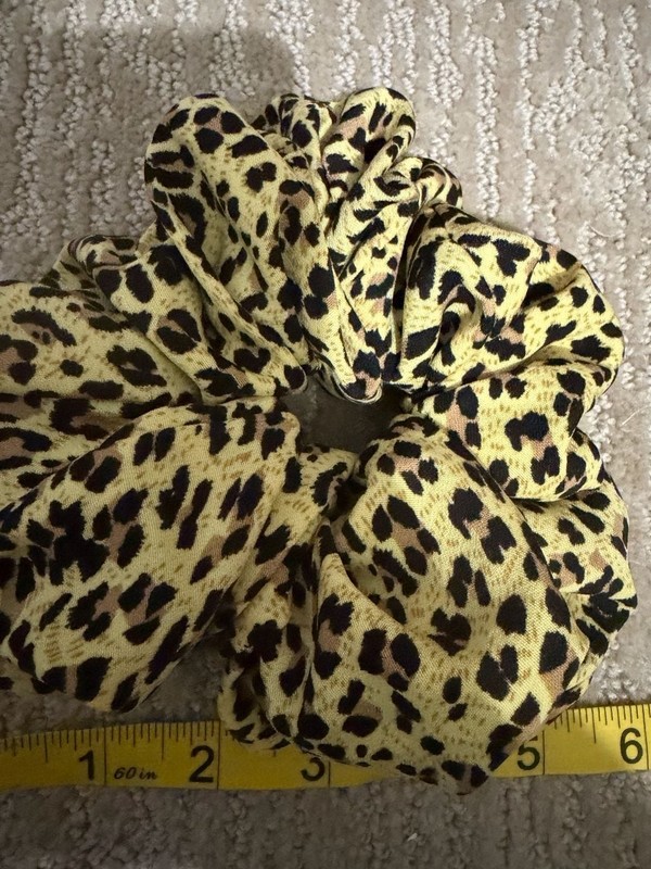 Kaxi Yellow Leopard Print Hair Scrunchie gallery