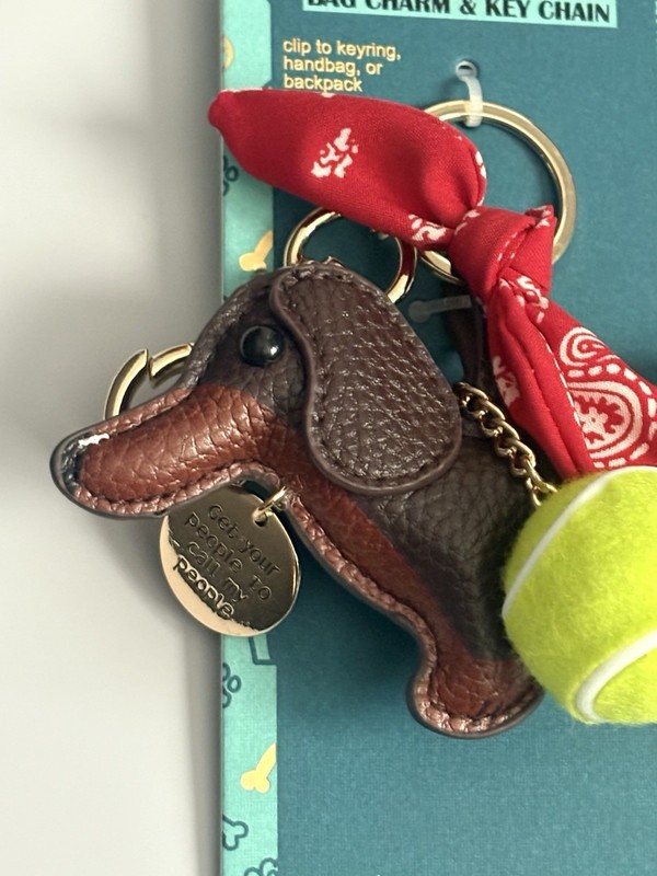 Piper K Dachshund Dog Red Bandana Tennis Ball Beads Bag Charm Key Chain NEW gallery