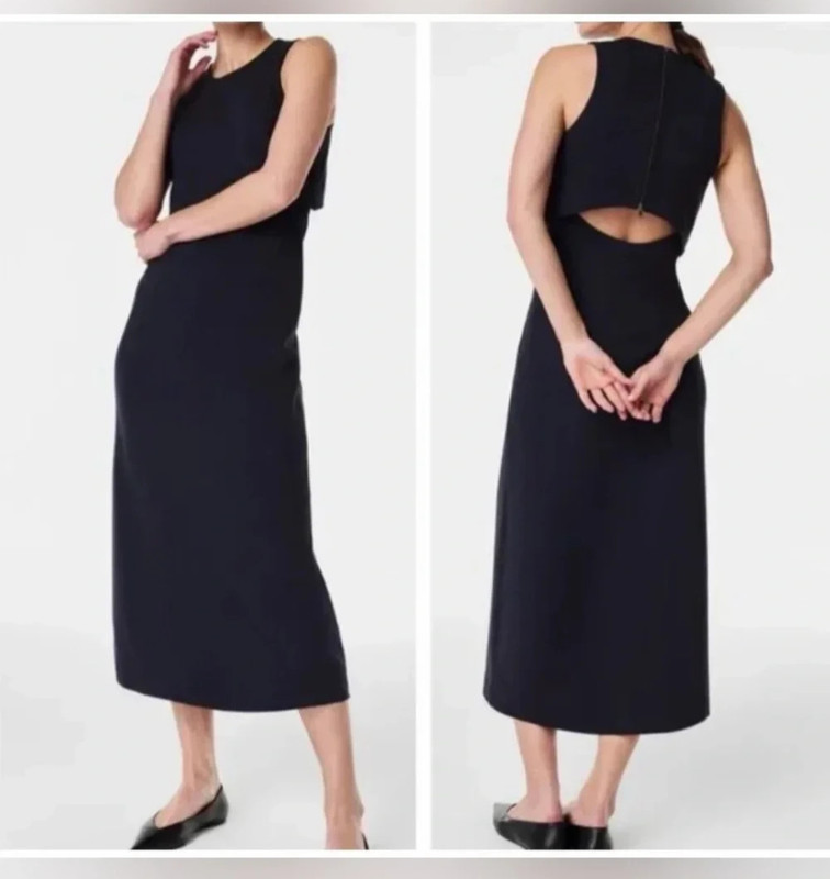 Spanx Ponte Overlay Fitted Midi in Classic Black Sleeveless Dress SIZE 3X NWT 83 gallery