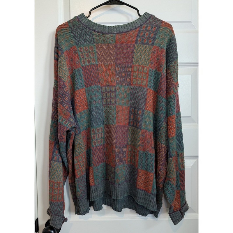Crossings Geometric Patchwork Knit Sweater
