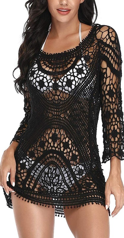 Women’s Bathing Suit Cover Up Crochet Lace Bikini Swimsuit Dress One Size