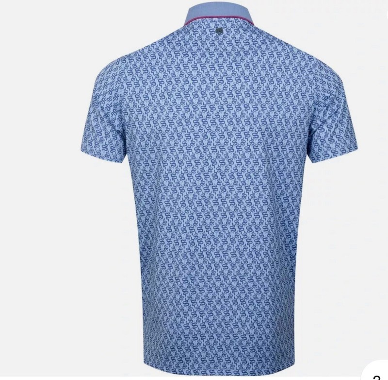 GREYSON Snake Print Diaries Polo Golf Shirt Delphinium Blue Sz XL Logo NEW
