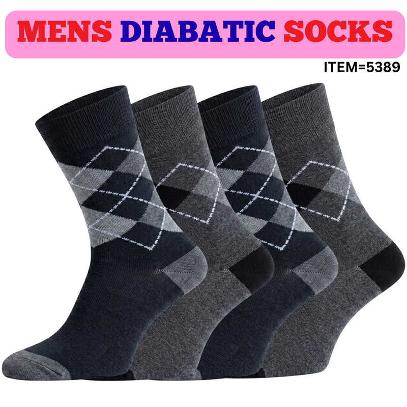 6 & 12 Pairs Mens Non Elastic Diabetic Socks Loose Soft Grip Top Adults UK 6-11