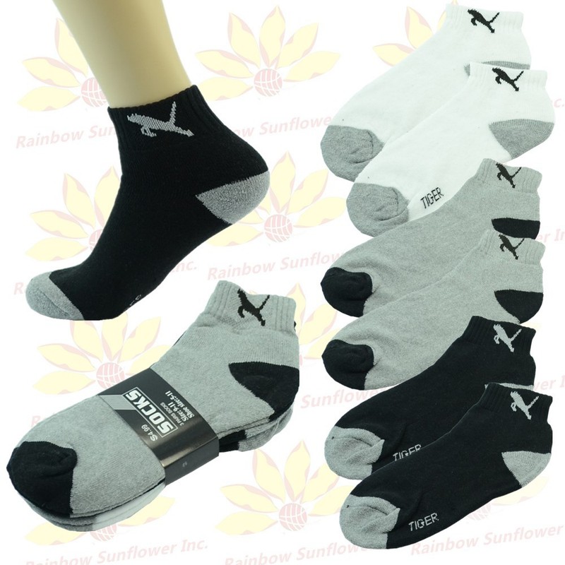 Men 12 Pairs Ankle/Quarter Crew Socks Cotton Low Cut Size 9-11 10-13 Leopard
