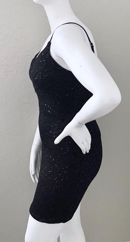 Trac Floral Lace Sequin Stretch Bodycon Mini Dress Black Plus 1XL 2XL 3XL - New! gallery