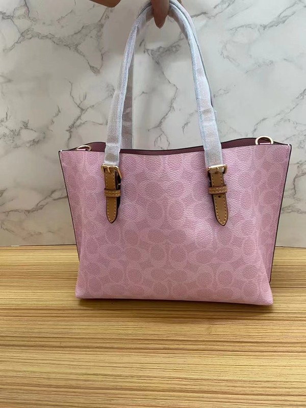Mollie Tote Bag 25 In Signature Canvas With Charms Gold/Powder Pink CER24 gallery