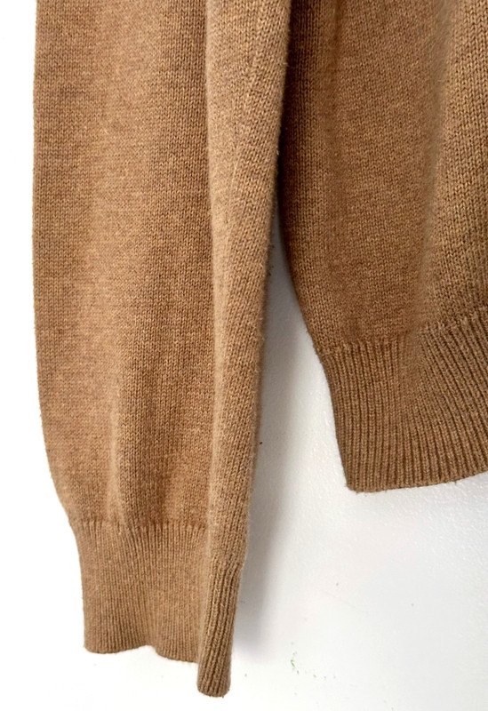 Eddie Bauer Mens Large Cotton Cashmere Quarter Zip Sweater Camel Brown gallery