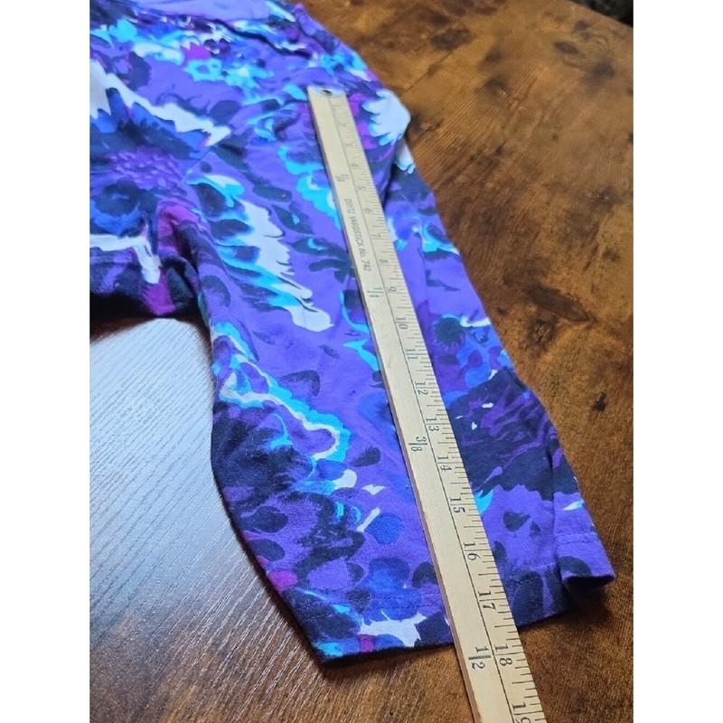 ULLA POPKEN | Purple Floral Artsy Cotton Tunic Boxy Tee Plus | 32 34 5X 6X gallery