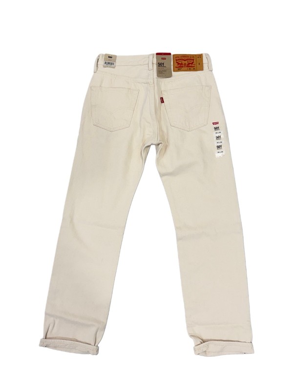 Levis 501 Jeans New Mens Original Button Fly Color Off White Cream 005013343 gallery