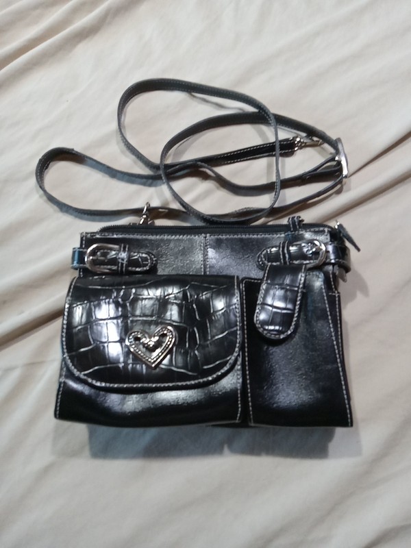 brighton black crossbody organizer purse leather See Part DETAILS IN DESCRIPTION