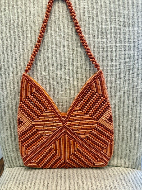 Lulu’s Collection Orange Beaded Shoulder Handbag Tropical Summer Purse