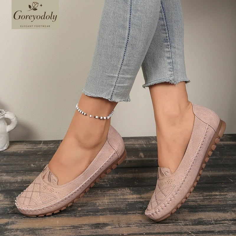 Women's Wide Fit Loafers Slip On Breathable Perforated Comfort Flat Shoes gallery