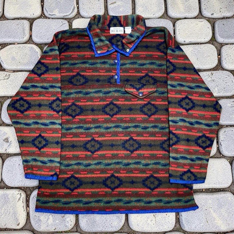 Vintage Bill Blass Aztec Southwestern Fleece Jacket Men’s Size M Multicolor 90s