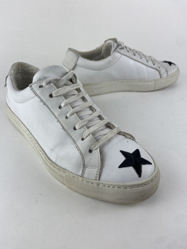 THE EDITOR White sneakers womens 7, Eur 37 21369 Cal 88, Made In Italy Star