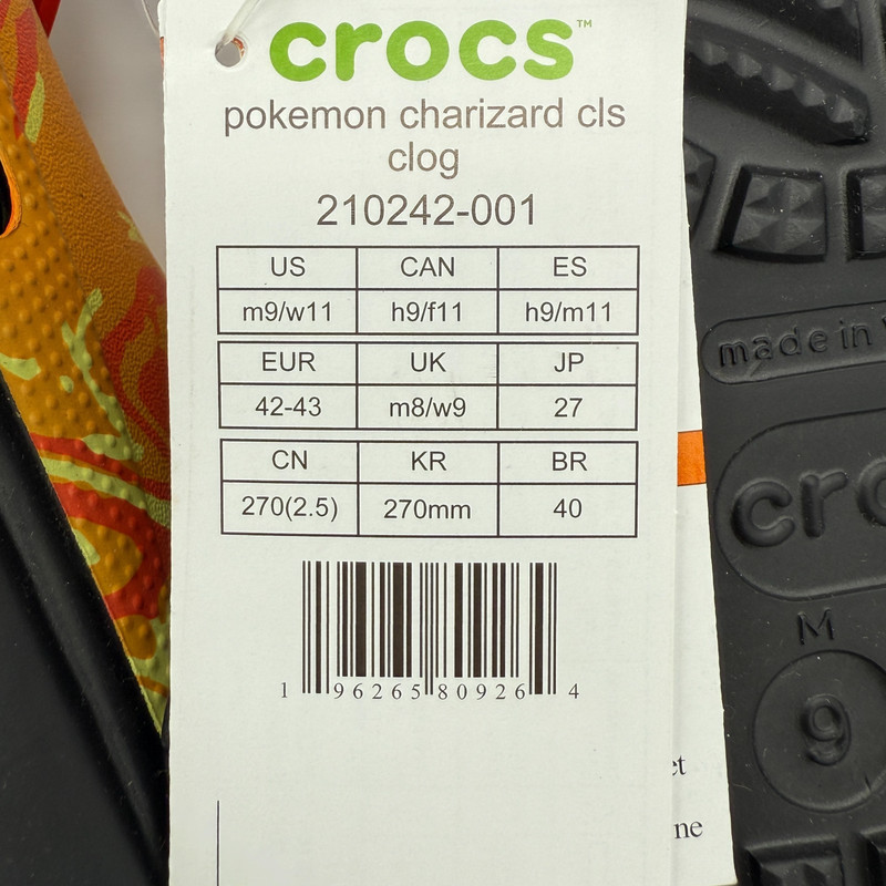 Crocs Pokemon Charizard Mens Size 9 Classic clog 210242 001 gallery