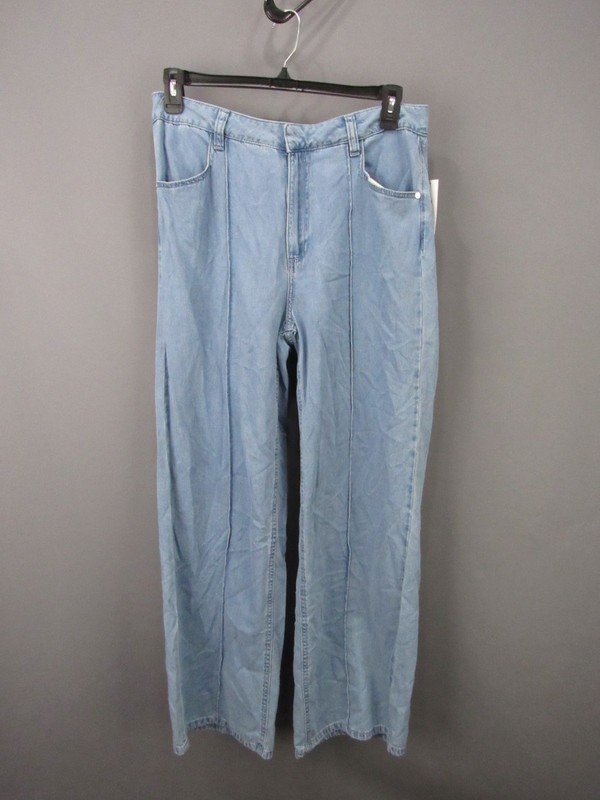 DKNY Center-Piped Wide-Leg Mid-Rise Jeans MSRP $99 Size 14 # 19B 1103 Blm gallery