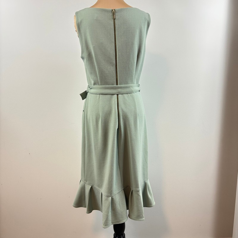 Calvin Klein Ruffle Hem Sleeveless Fitted Sheath Dress Women's size 8 Belted gallery