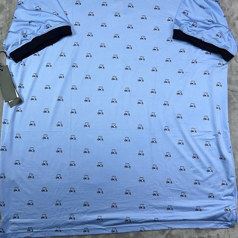 KENNETH COLE Golf Polo Shirt Mens 2XL Performance UPF 50+ Golf Cart AOP Blue NWT gallery