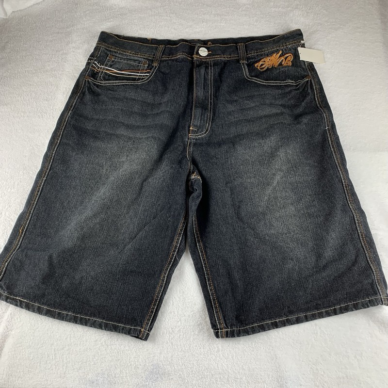 Vintage Makaveli Brand Tupac Mens 32" Jean Shorts Dark Wash Jorts Streetwear NWT gallery