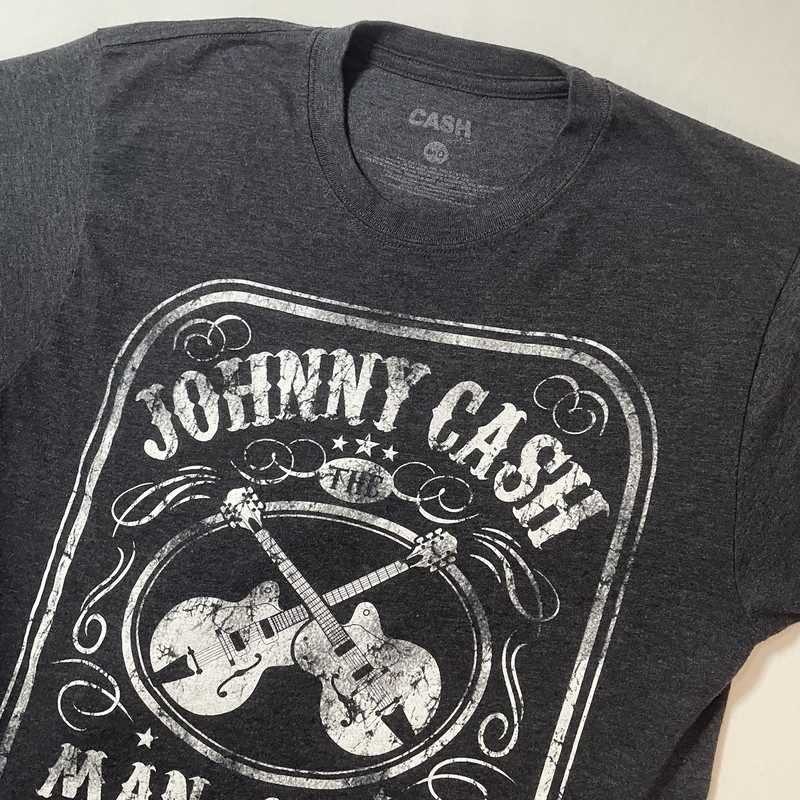 Johnny Cash Gray Graphic Print Tshirt Size M Distressed Vintage Style
