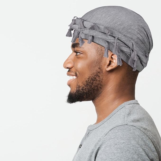 MLTUARG 4 Pieces Satin Lined Turban One Size, Black+light Gray+wine Red+khaki gallery